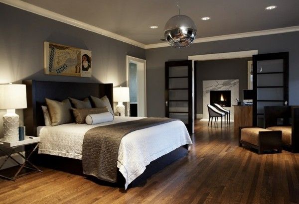 Bedroom design with dark furniture