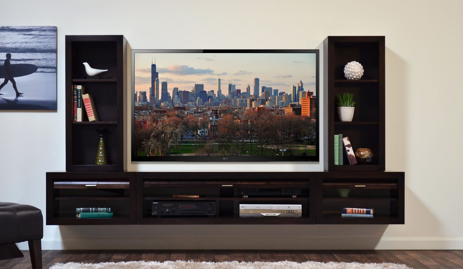 Wall mounted TV stand.