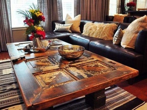 making a table from an old door.