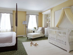 What is the best way to combine a bedroom and a nursery in one room?