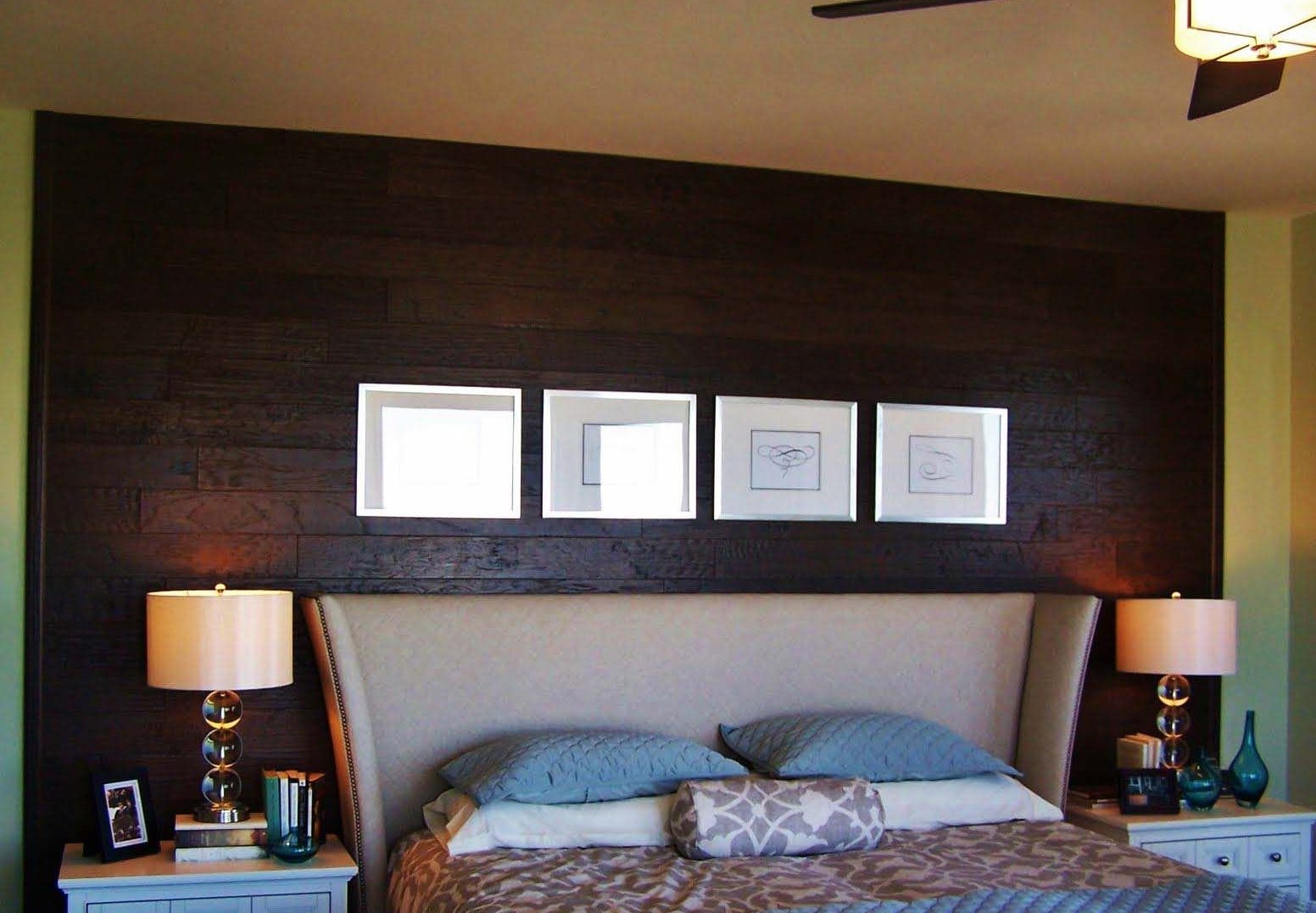 Laminate on the wall in the bedroom interior