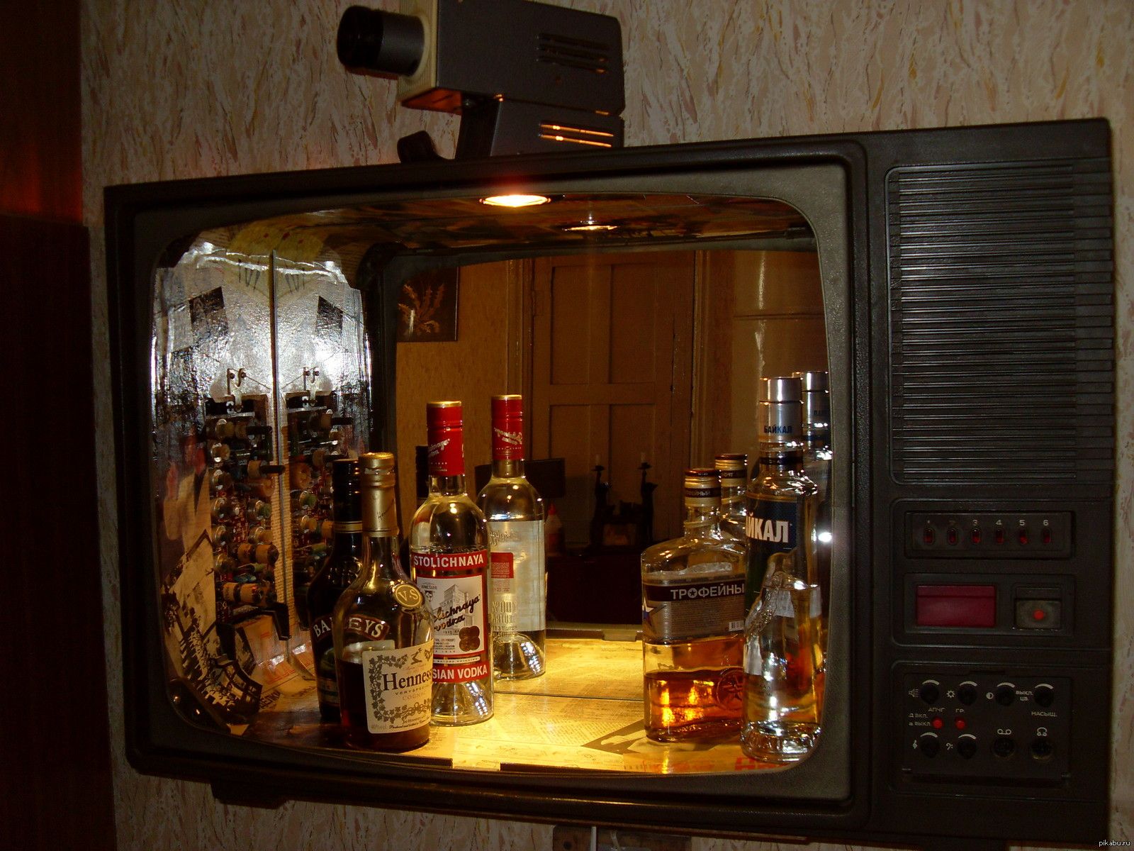 DIY mini bar from an old TV