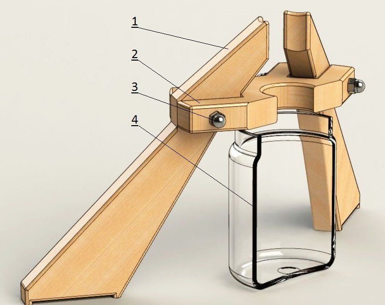 Christmas tree stand with jar.