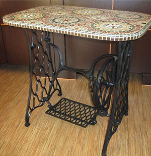 Table made from an old sewing machine