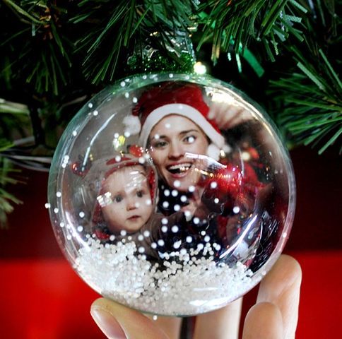 DIY balls with photos for the Christmas tree