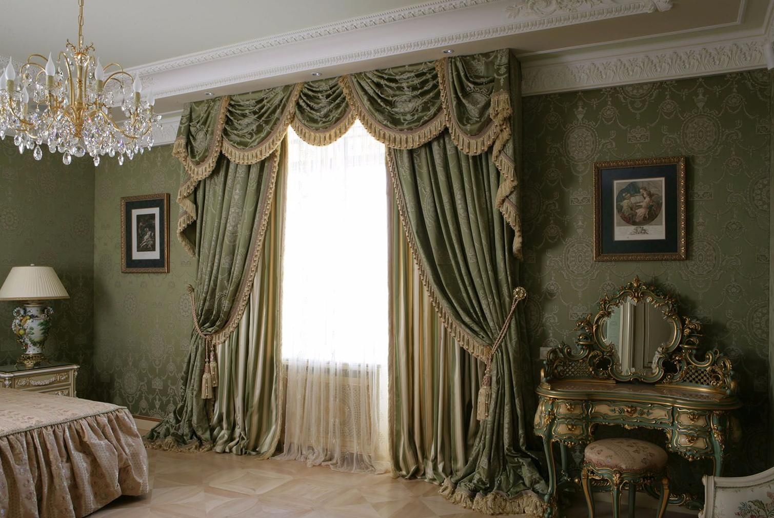 Curtains in a classic bedroom.