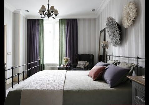 Curtain option for a gray bedroom.