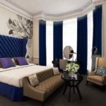 Combinations of blue with beige and brown.