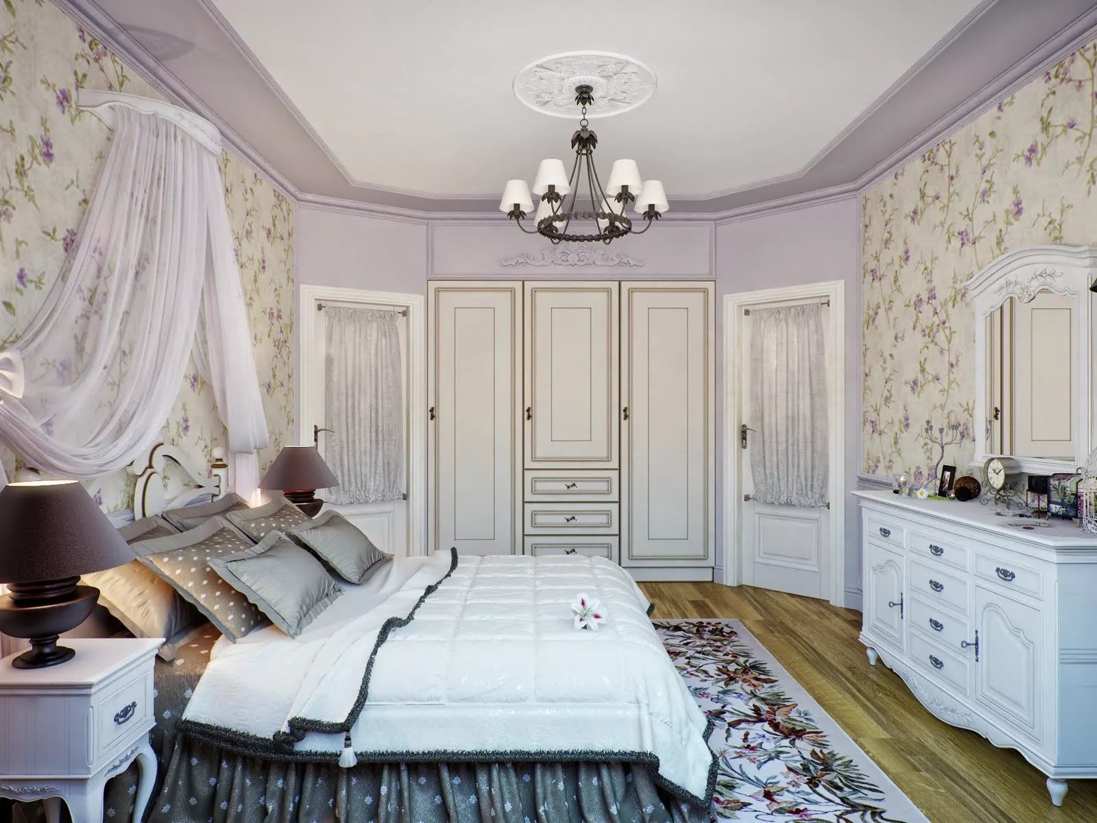 Bedroom in white colors