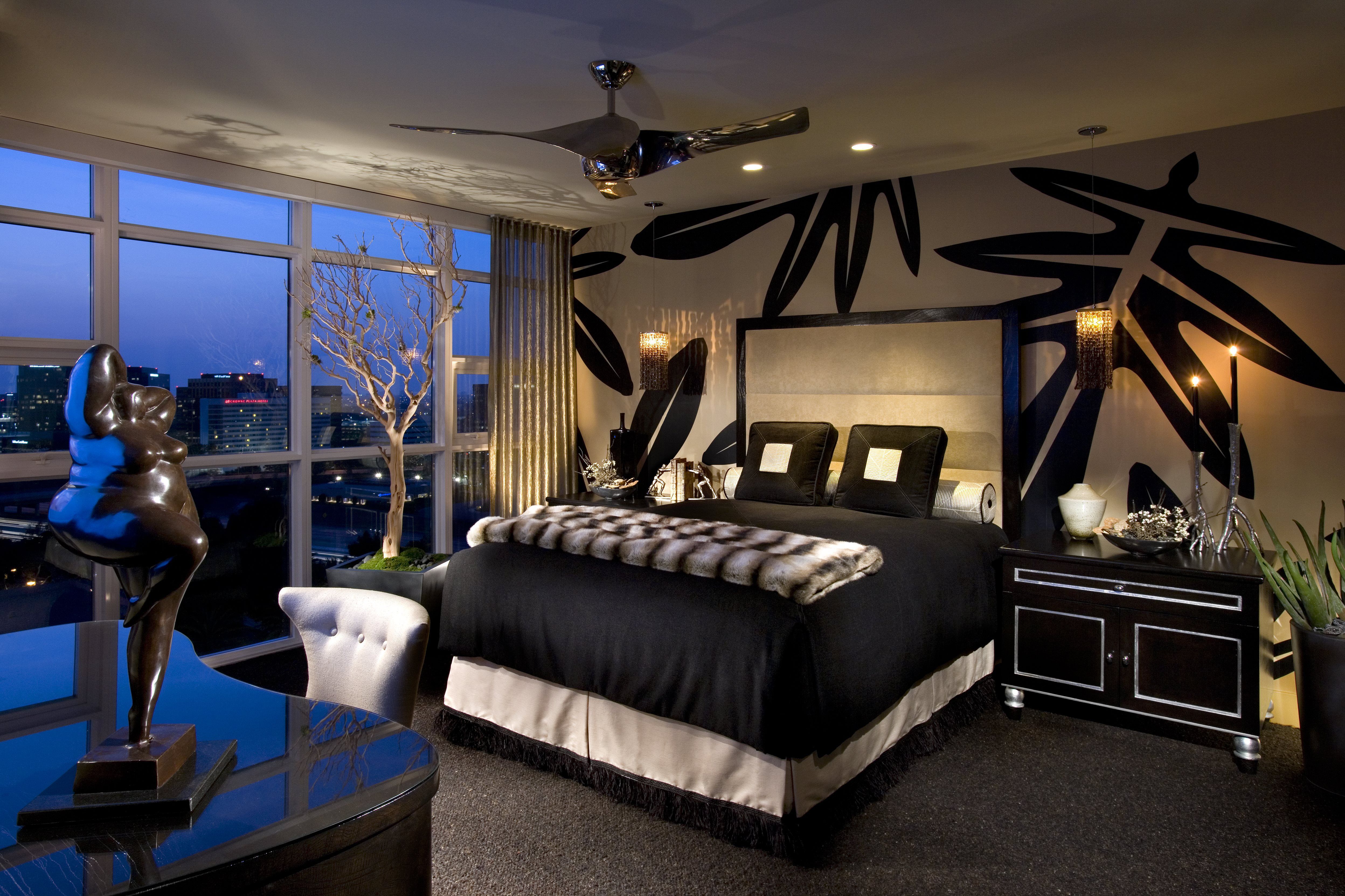 Bedroom in black tones