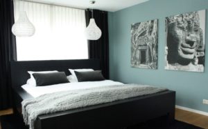 Bedroom in black tones