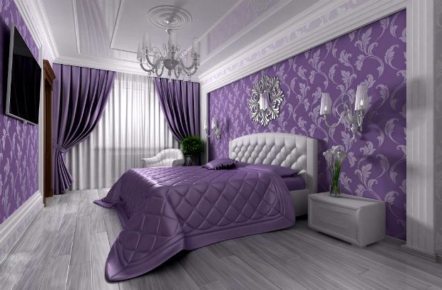 Bedroom in purple tones