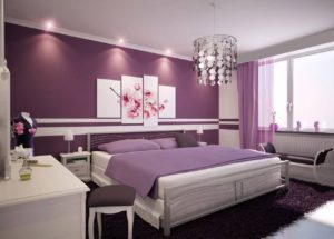 Bedroom in lilac tones