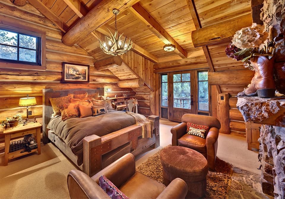 Bedroom in rustic style.