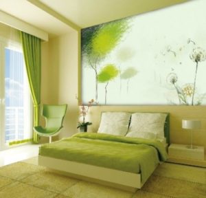 Bedroom in green tones