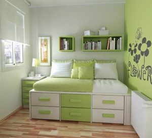 Bedroom in green tones