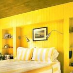 Bedroom in yellow tones.