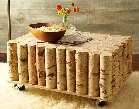Table made of logs.