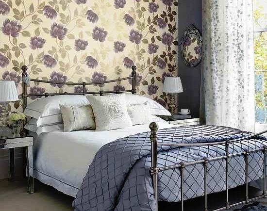 Vinyl wallpaper for the bedroom.