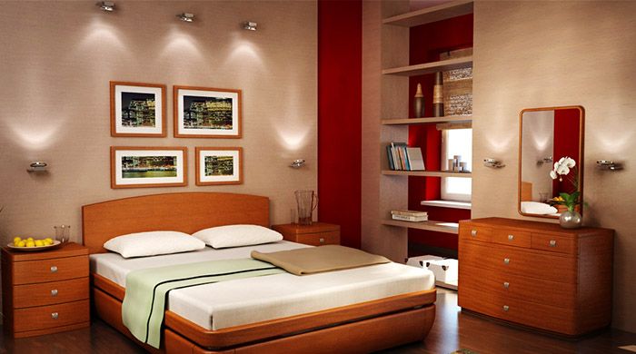 Option for placing sconces above the bed.