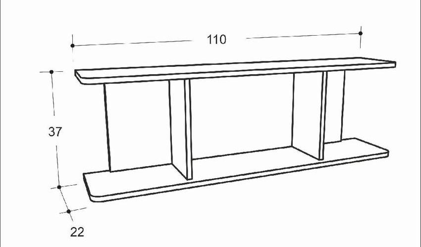 drawing of a shelf with several sections