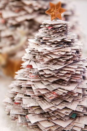 Christmas tree from old magazines