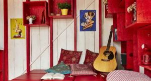 guitar and paintings as attributes