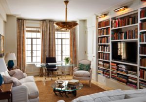 open shelves above TV