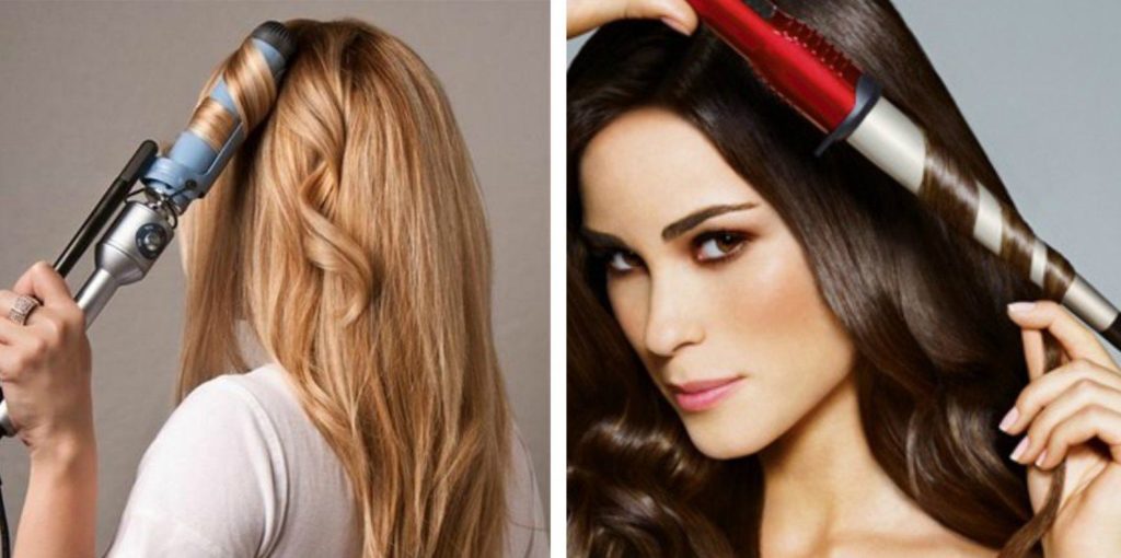 working with a curling iron