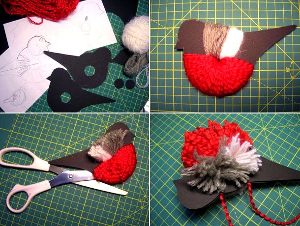 DIY bullfinch on the Christmas tree