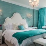 bedroom in turquoise tones