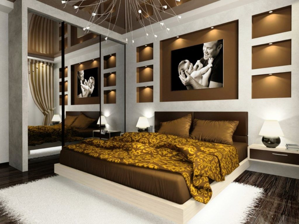 Bedroom in brown tones