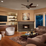 Fireplace and TV in the living room interior.
