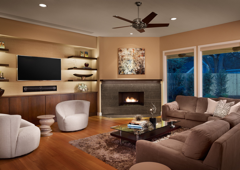 Fireplace and TV in the living room interior.