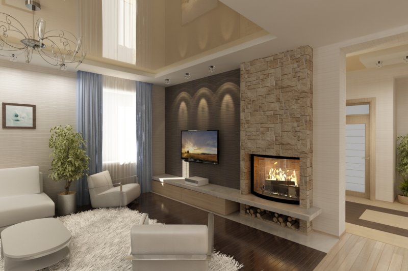 Separate placement of fireplace and TV.
