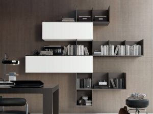 open shelves above TV