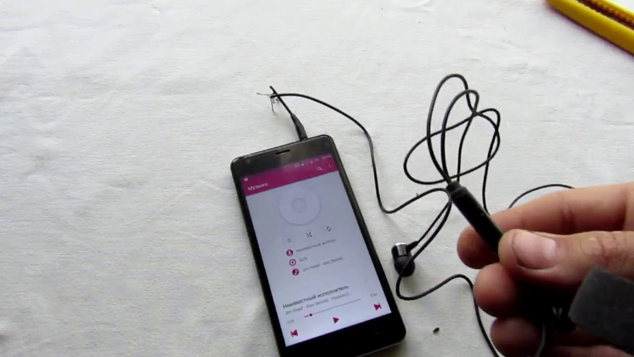 Muffled sound in headphones due to damaged wire.