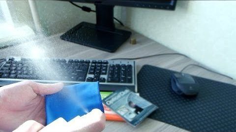 The spray should be applied to a napkin.