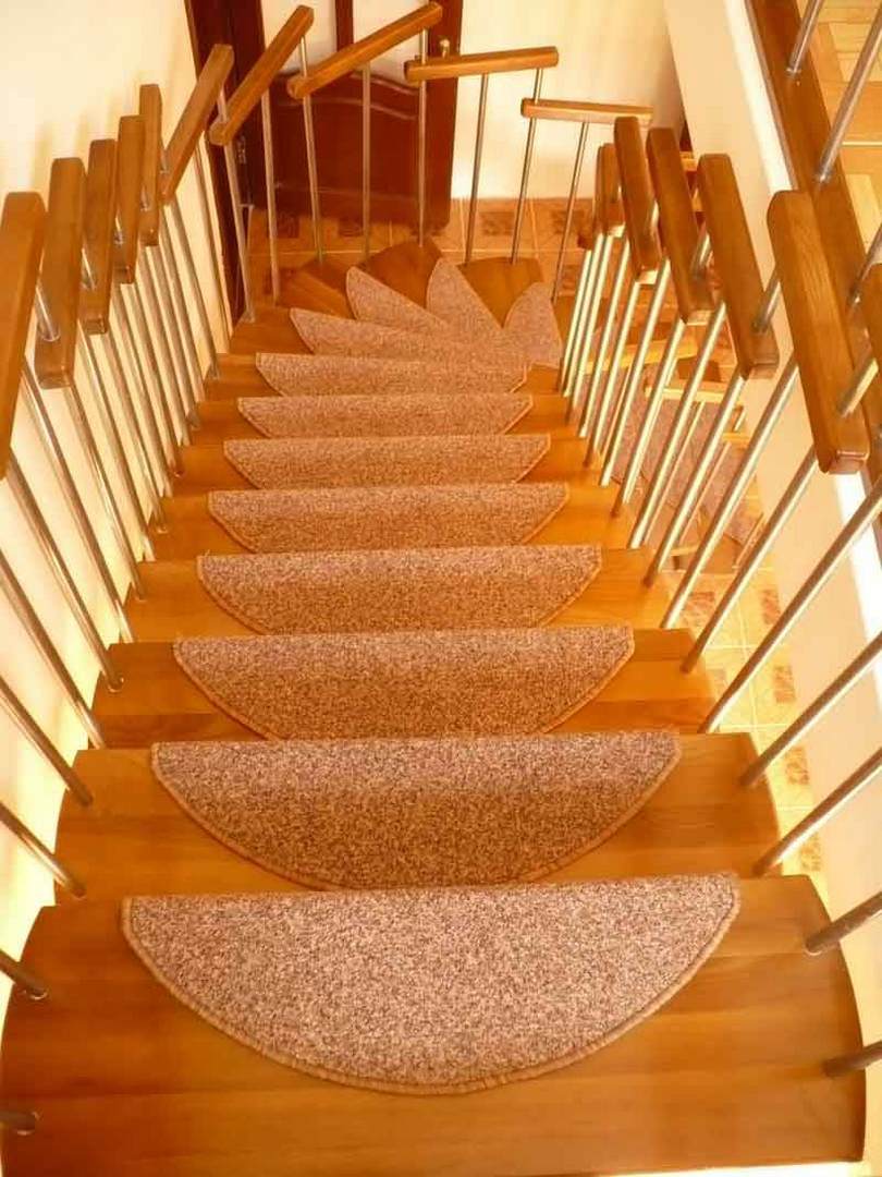 Carpet overlays on steps.