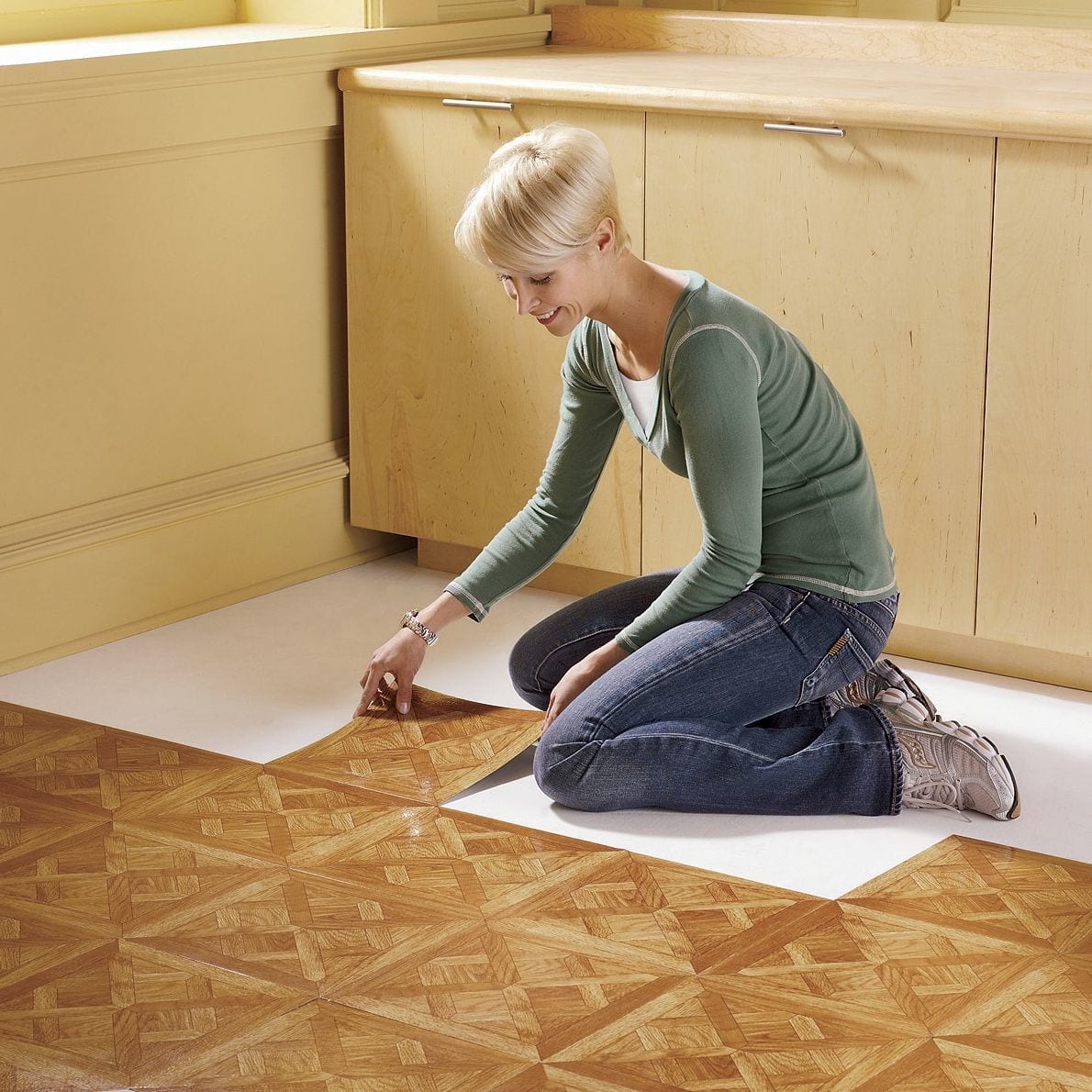 PVC tiles are easy to install.