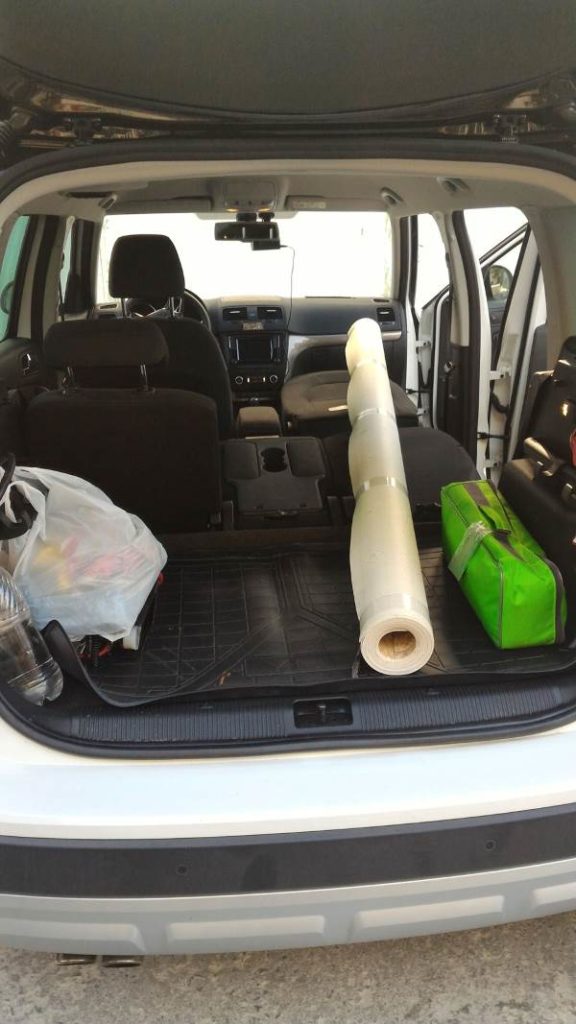 Transportation of linoleum.