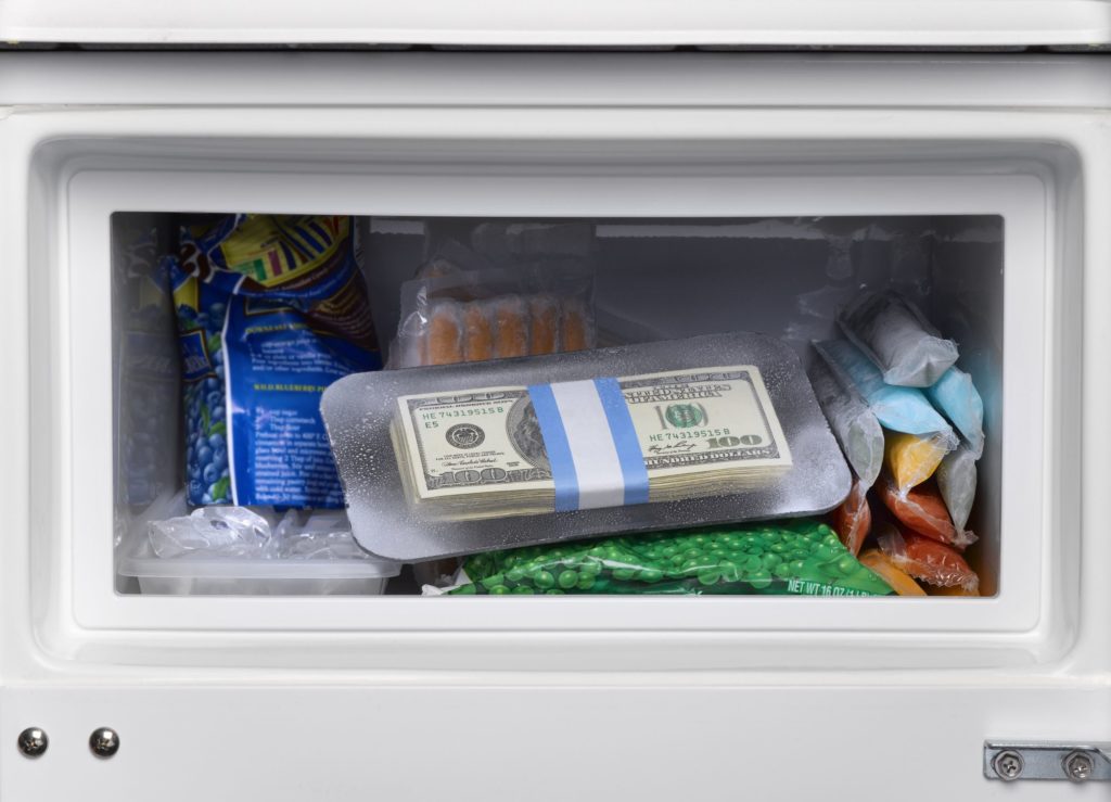 money in the freezer