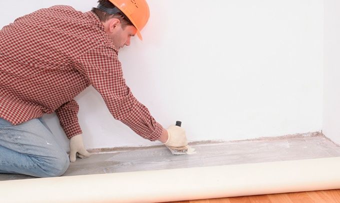 glue linoleum to concrete