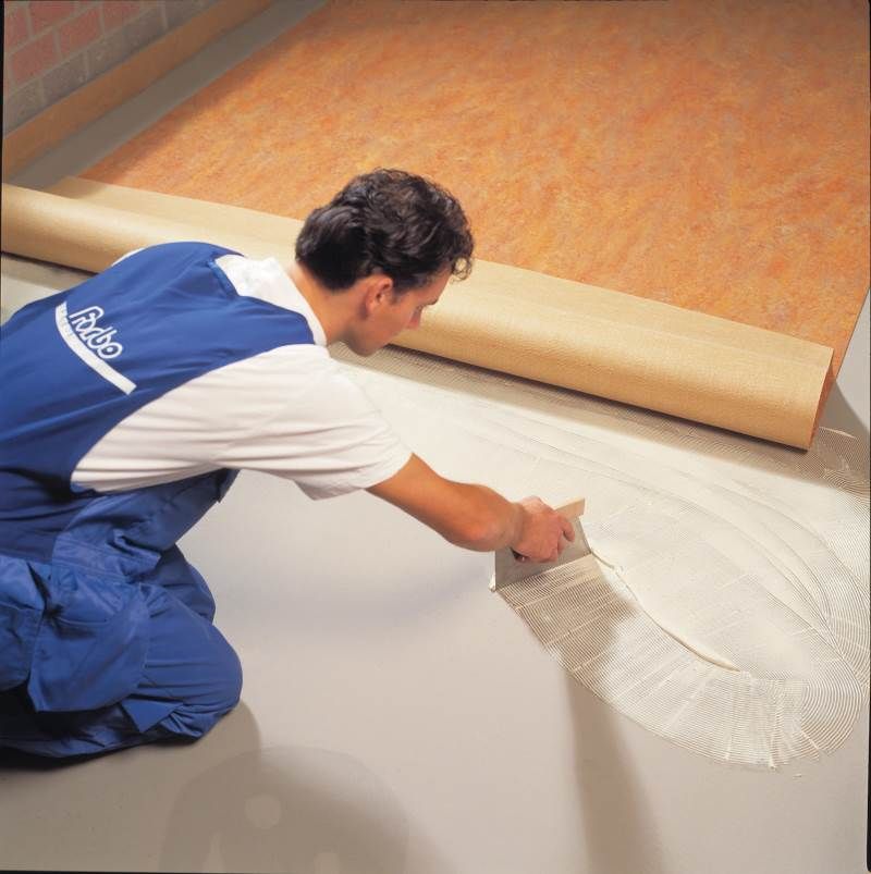 how to glue linoleum to a concrete floor