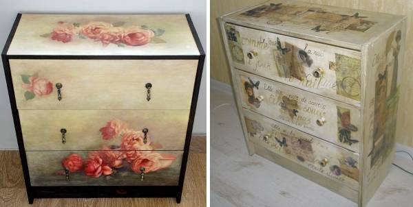 decoupage of an old chest of drawers