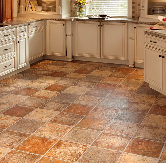 Linoleum for the kitchen, imitating tiles.