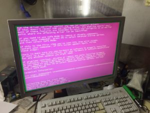 Pink monitor screen