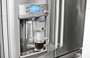 Refrigerator from General Electric, with built-in Keurig coffee machine