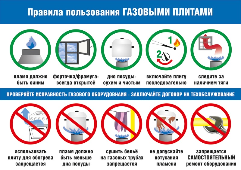 Safety rules when working with a gas stove