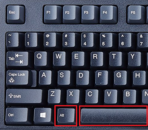Location of the Alt and Space keys.